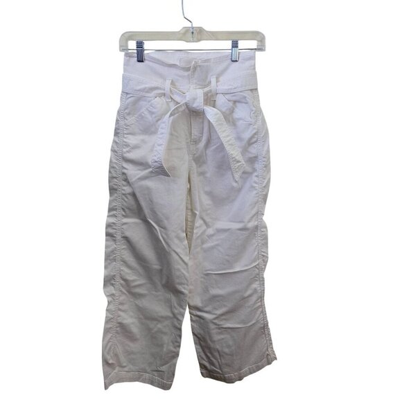 Citizens Of Humanity Noelle Belted Cargo Jeans White Cropped Organic USA Size 23 - Picture 1 of 11